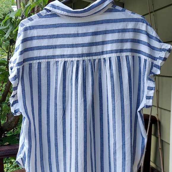 NWT Pendleton Blue & White Striped Women's Short Sleeve One Pocket Shirt - Large - Picture 5 of 10